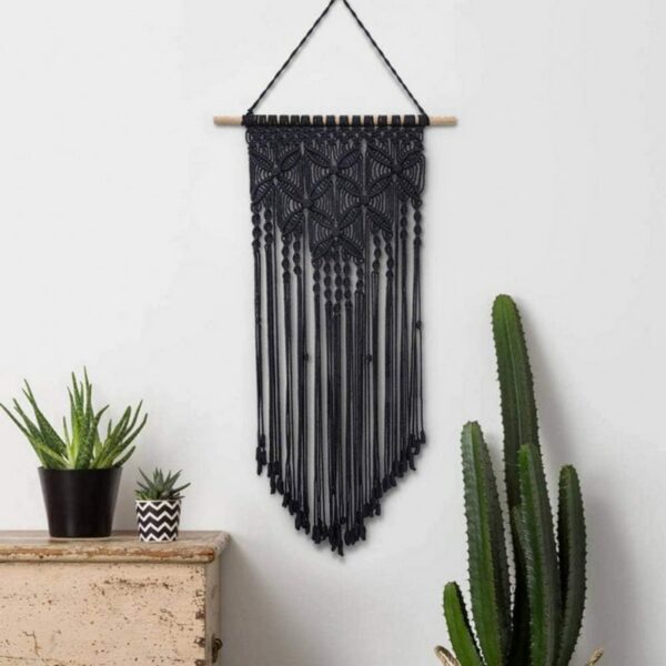 Black Macrame Woven Boho Handmade