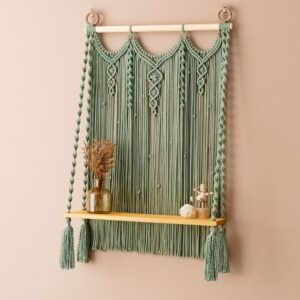 Macrame Wall Hanging Farmhouse Shelves Handmade
