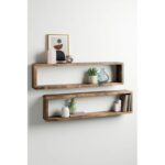 2 Piece Natural Solid Wood Floating Shelf