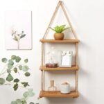 Floating Wall Swing Rope Storage Shelves Beige 3 shelves