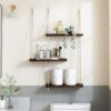 Floating Wall Swing Rope Storage Shelves Brown 3 shelves