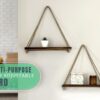 Floating Wall Swing Rope Storage Shelves Brown 2 shelves