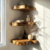 3 Set Of Live Edge Corner Floating Shelf