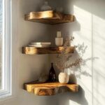 3 Set Of Live Edge Corner Floating Shelf