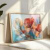 Three colorful flowers Framed Canvas wall art