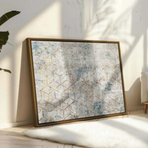 Simple abstract line art pattern retro carpetramed wall art