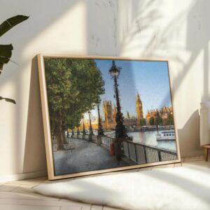 Famous Big Ben during sunset in London printed on canvas