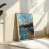 Abstract blue marble texture gold foil and glitter Canvas Wall Art