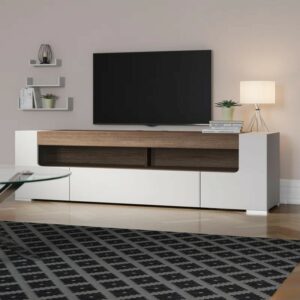 White and Beige Tv Stand