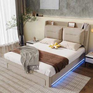Double Bed Storage Bed With Slats And Headboard