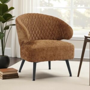 Textured Chenille Accent Chair with Quilted Back