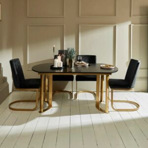 Extendable Oval Metal Base Dining Table