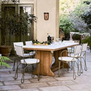 Teak Wood and Stone Indoor/Outdoor Dining Table by Jake Arnold